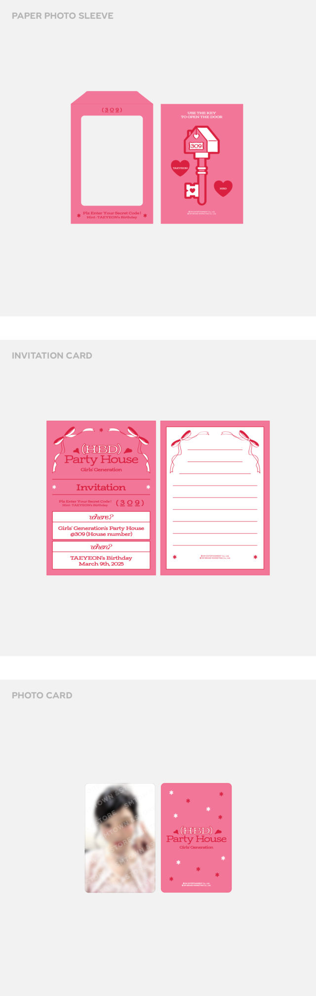 TAEYEON <ARTIST BIRTHDAY PARTY CARD>