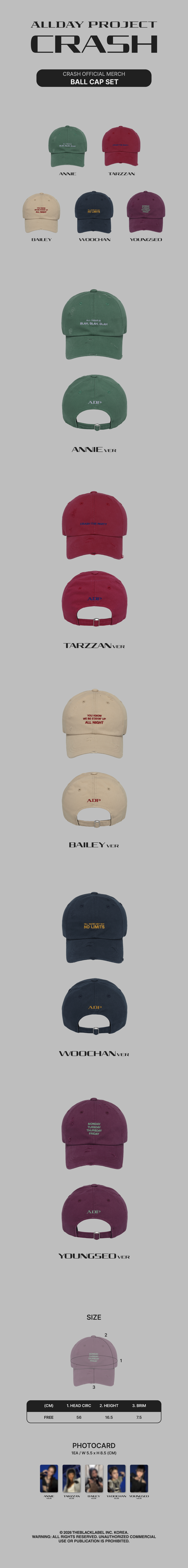 [PREORDER 11/10 CLOSED] ALLDAY PROJECT [CRASH] OFFICIAL MERCH BALL CAP SET