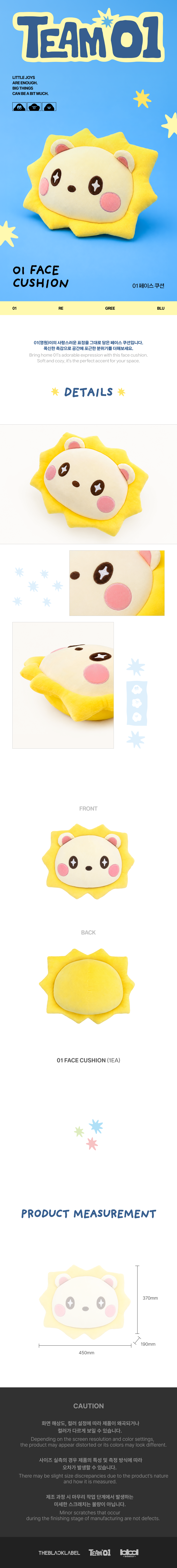 [PREORDER 22/8 CLOSED] TAEYANG [TEAM01 OFFICIAL MERCH] TAEYANG 01 Face Cushion