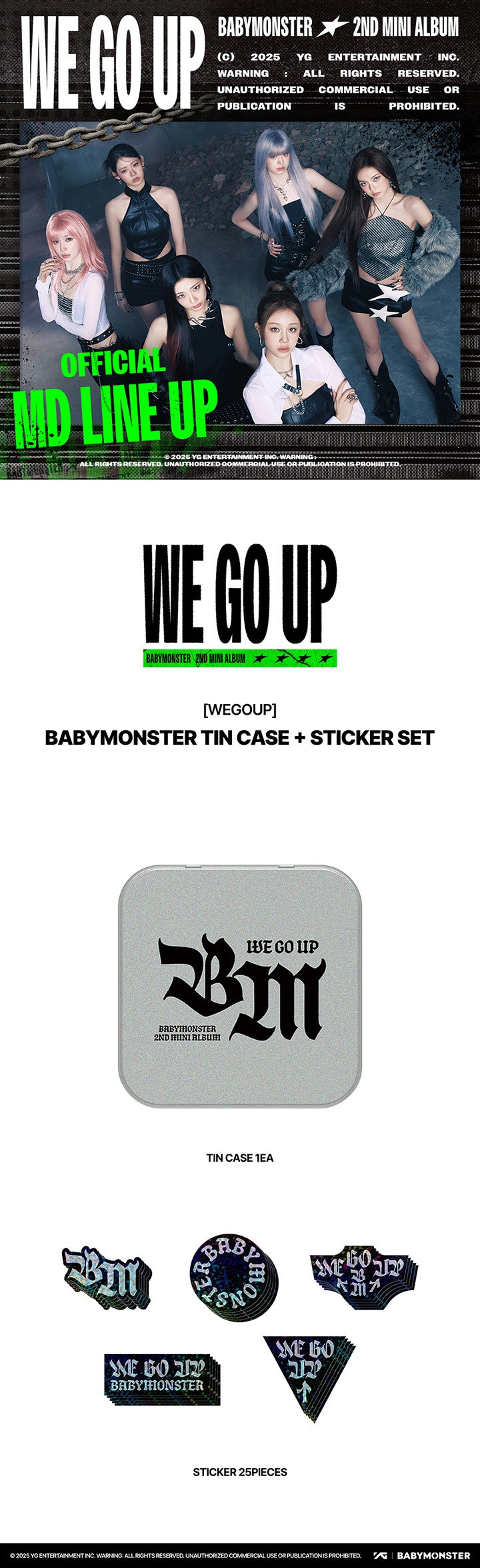 [PREORDER] BABYMONSTER <WE GO UP> OFFICIAL MERCHANDISE TIN CASE + STICKER SET