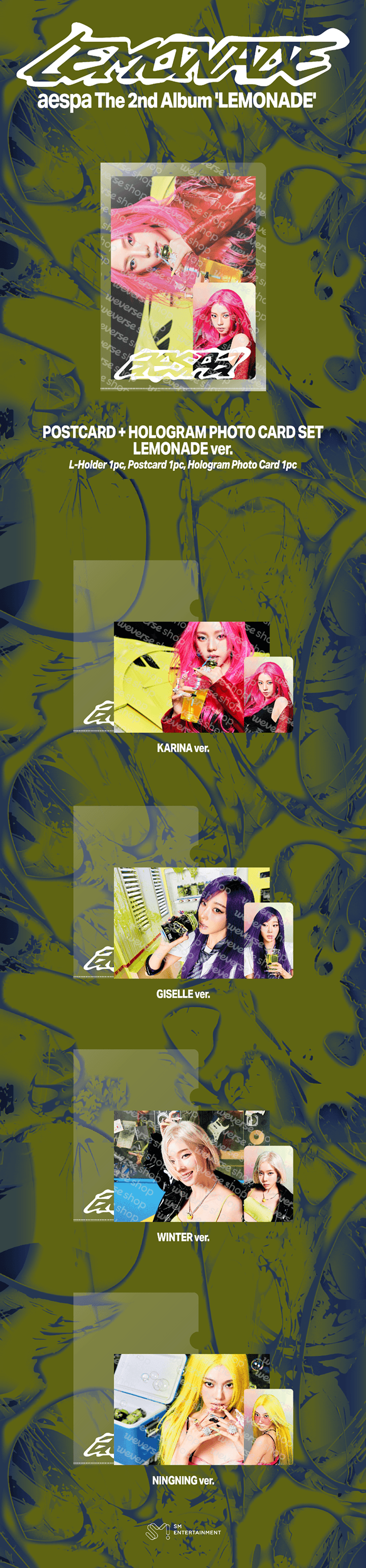 [PREORDER 13/6 CLOSE] AESPA <MAKE IT LEMONADE> OFFICIAL MD POSTCARD + HOLOGRAM PHOTO CARD SET