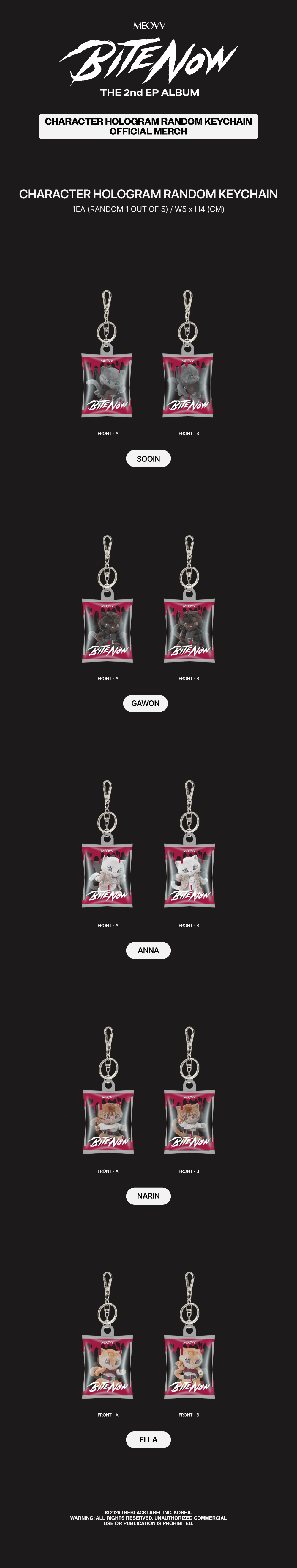 [PREORDER 13/6 CLOSED] MEOVV <BITE NOW> OFFICIAL MD MEOVV CHARACTER HOLOGRAM RANDOM KEYCHAIN