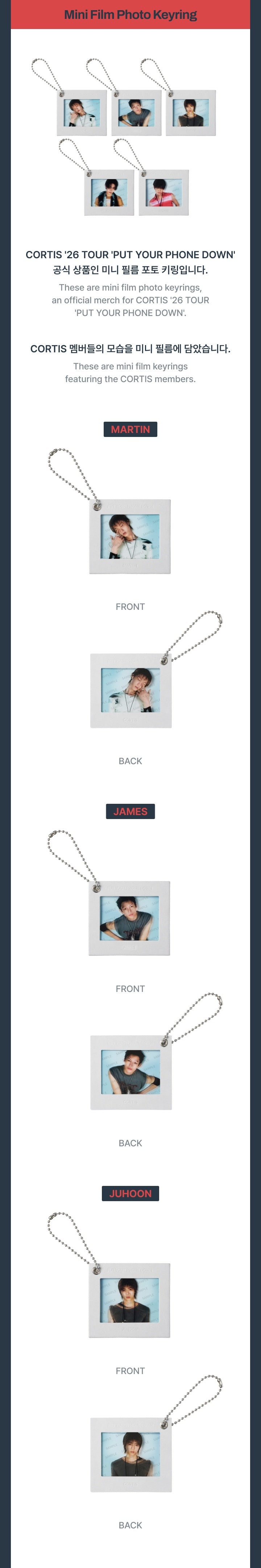 [PREORDER] CORTIS <PUT YOUR PHONE DOWN> OFFICIAL MERCH Mini Film Photo Keyring