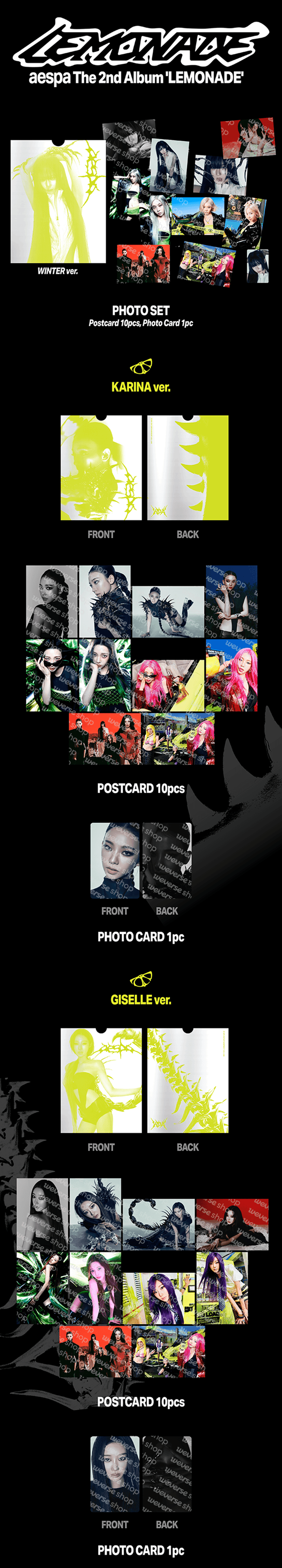 [PREORDER 13/6 CLOSE] AESPA <MAKE IT LEMONADE> OFFICIAL MD PHOTO SET