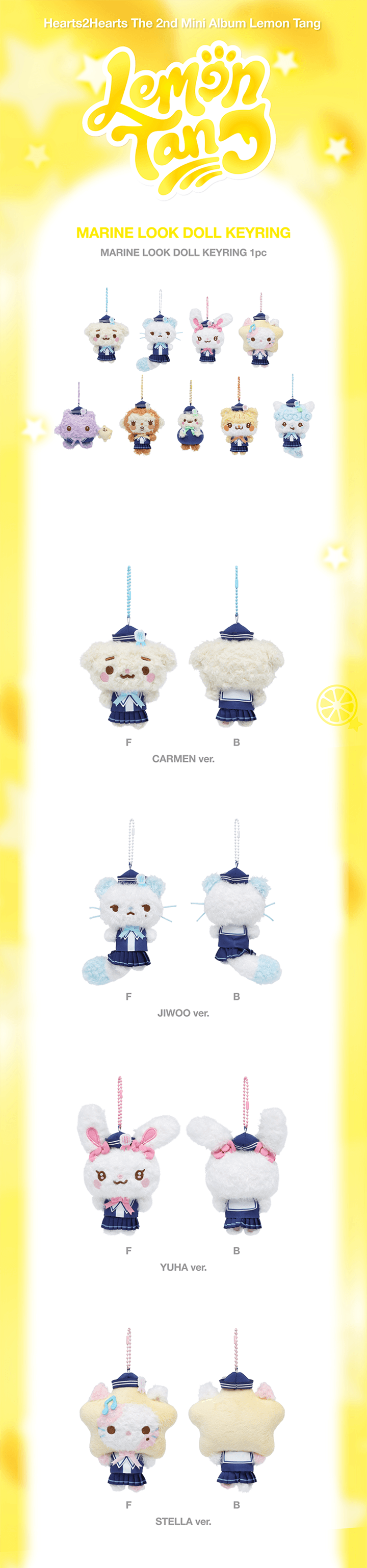 [PREORDER 20/7 CLOSED] HEARTS2HEARTS <LEMON TANG> OFFICIAL MERCH MARINE LOOK DOLL KEYRING