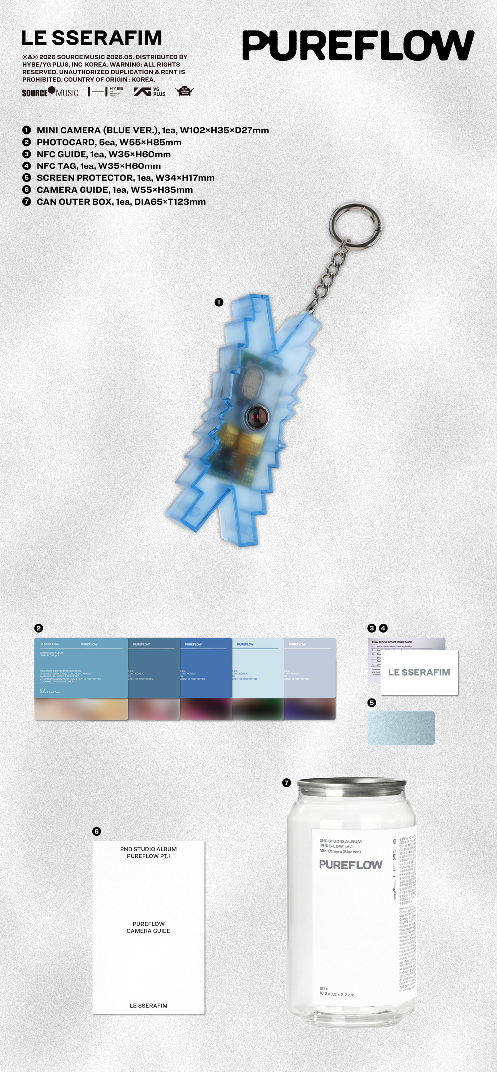 [PREORDER] LE SSERAFIM <PUREFLOW PT.1> Mini Camera VER (BLUE VER)