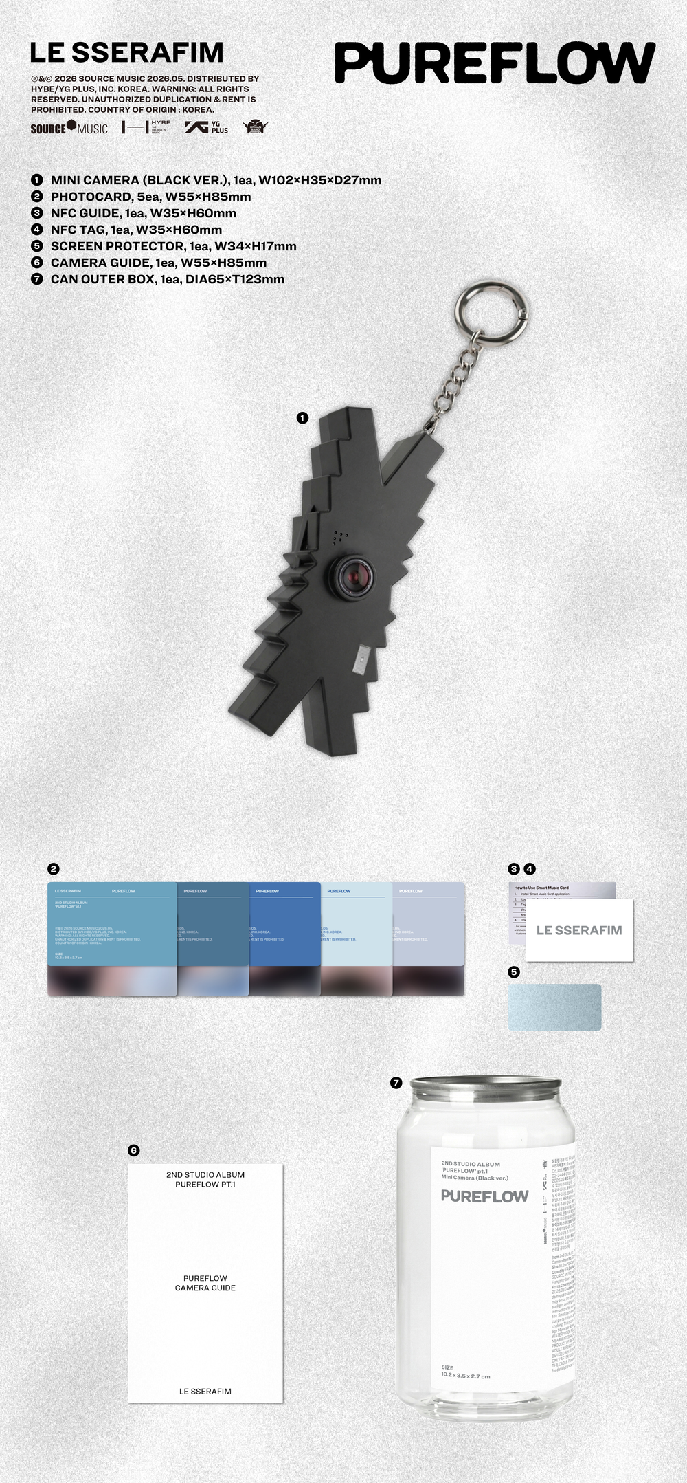 [PREORDER] LE SSERAFIM <PUREFLOW PT.1> Mini Camera VER (BLACK VER)