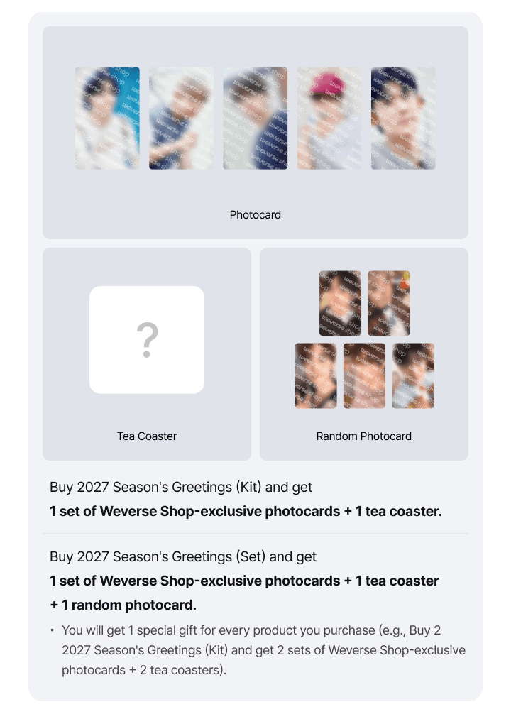 EXO [HOMEBOUND] 2027 SEASON’S GREETINGS SET WEVERSE SHOP POB