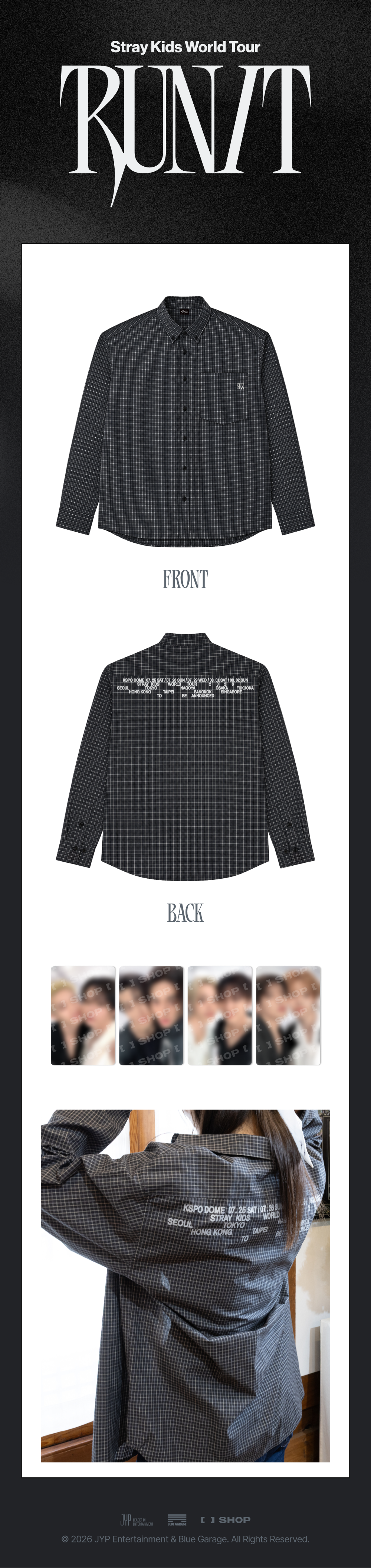 [PREORDER OFFLINE PROXY] STRAY KIDS <RUN IT> CHECK SHIRT (89 POINTS)