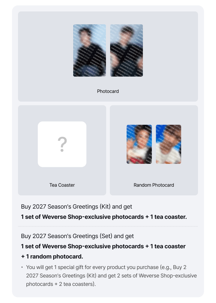 TVXQ [OFF HOURS] 2027 SEASON’S GREETINGS SET WEVERSE SHOP POB
