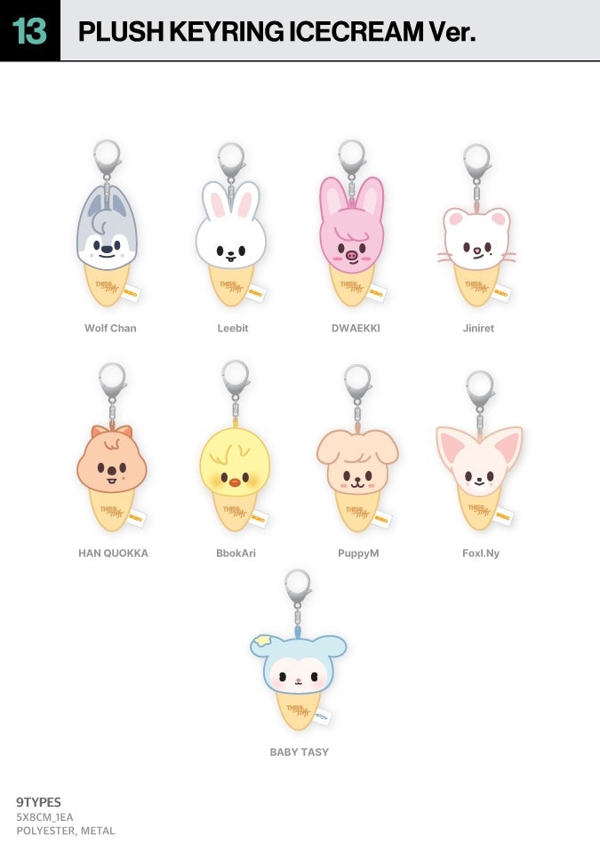 [PREORDER OFFLINE PROXY] STRAY KIDS <THIS & THAT> POP-UP STORE PLUSH KEYRING ICECREAM Ver. (22 POINTS)