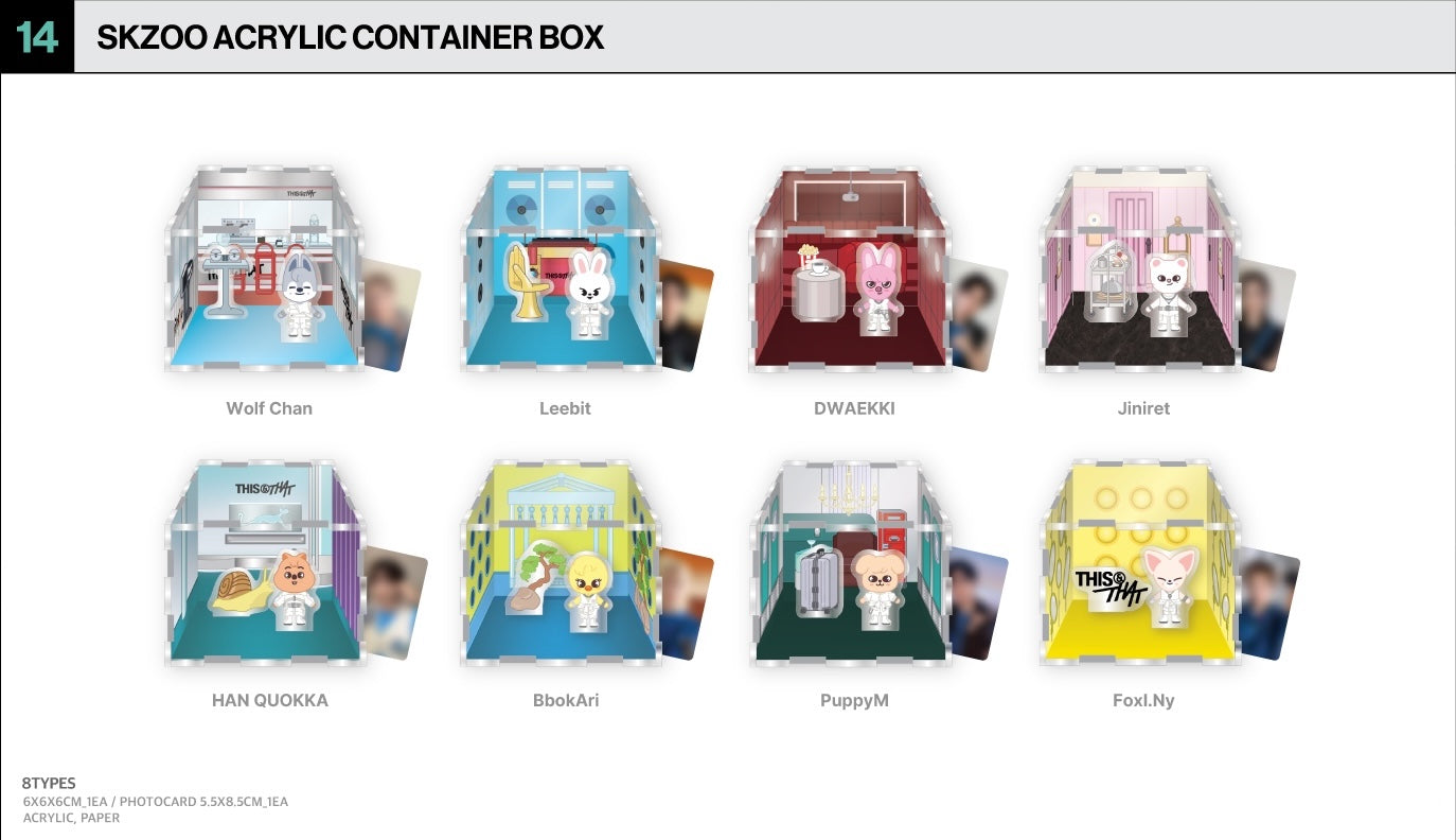 [PREORDER OFFLINE PROXY] STRAY KIDS <THIS & THAT> POP-UP STORE SKZOO ACRYLIC CONTAINER BOX (20 POINTS)