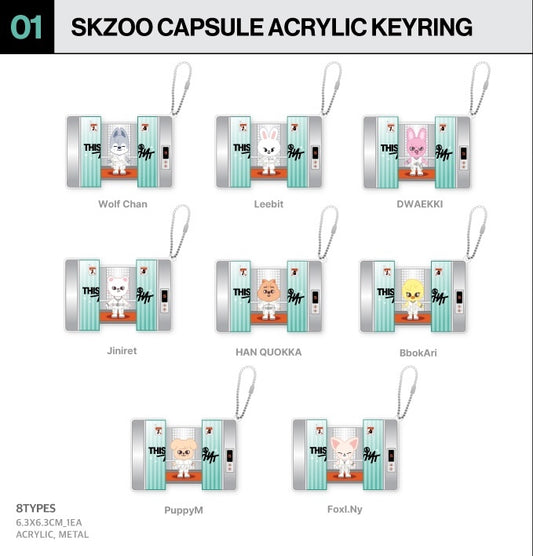 [PREORDER OFFLINE PROXY] STRAY KIDS <THIS & THAT> POP-UP STORE SKZOO CAPSULE ACRYLIC KEYRING (15 POINTS)