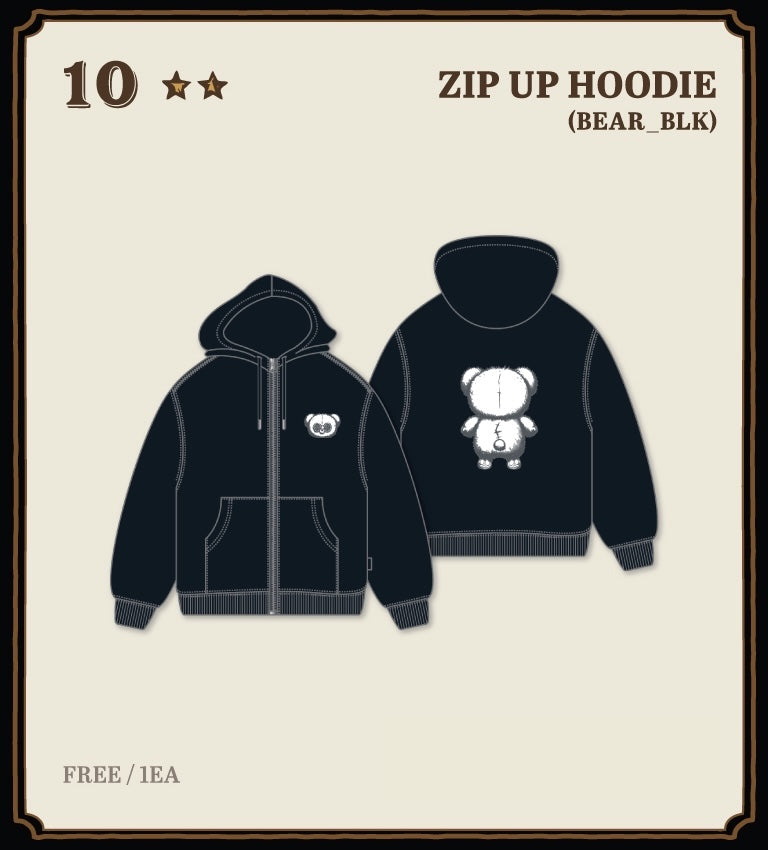 [OFFLINE PROXY] JISOO [CLICK in SEOUL] POP-UP ZIP UP HOODIE (BEAR_BLK)