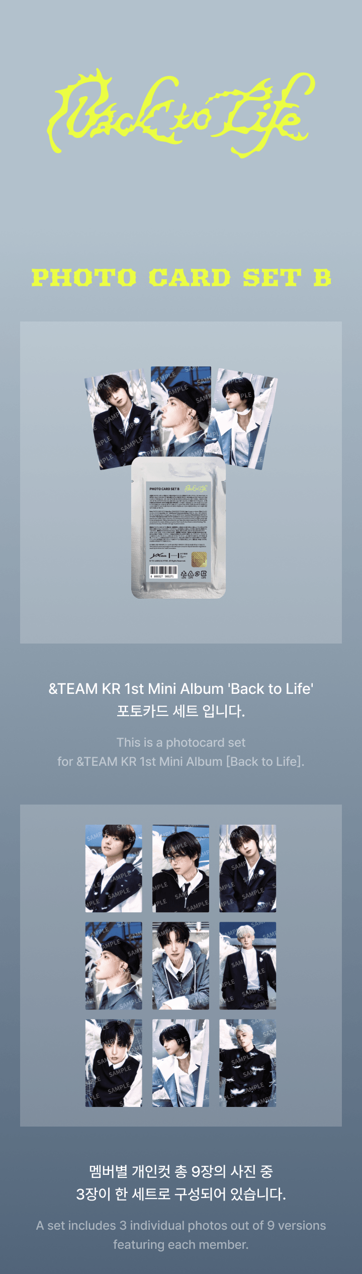 &TEAM <BACK TO LIFE> OFFICIAL MD TRADING CARD B
