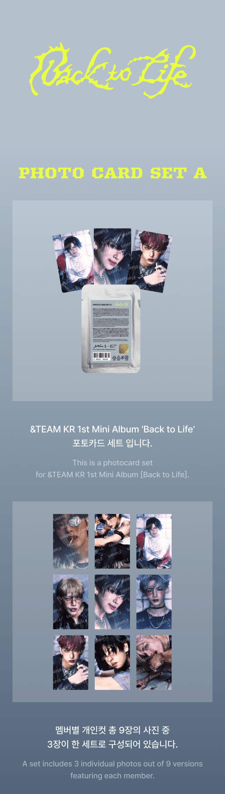 &TEAM <BACK TO LIFE> OFFICIAL MD TRADING CARD A