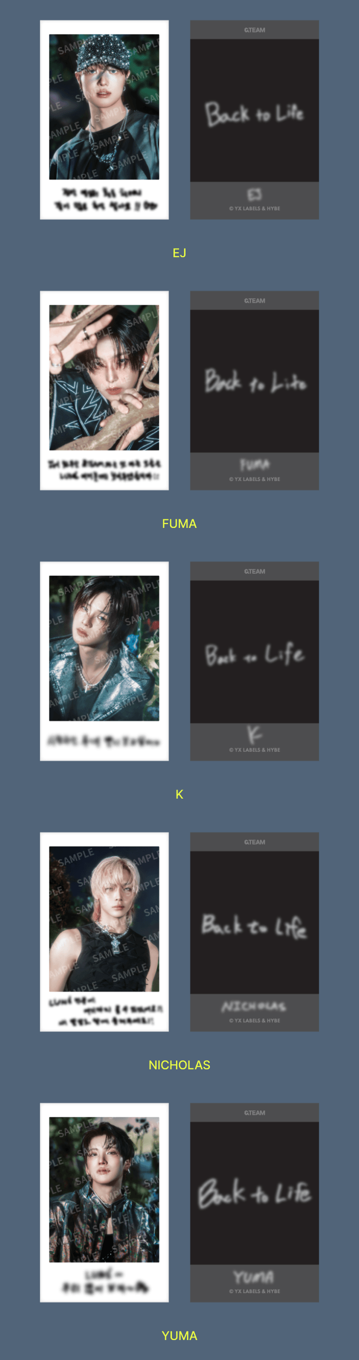 &TEAM <BACK TO LIFE> OFFICIAL MD INSTANT PHOTOCARD