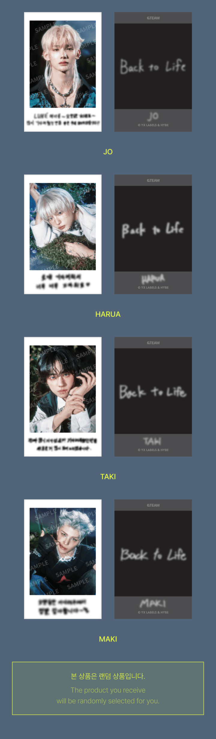 &TEAM <BACK TO LIFE> OFFICIAL MD INSTANT PHOTOCARD