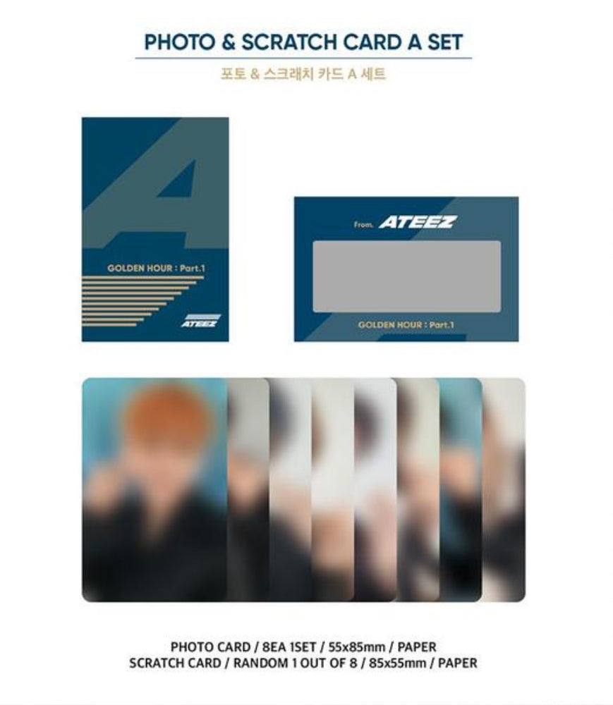 ATEEZ <GOLDEN HOUR> POP-UP EXHIBITION PHOTO & SCRATCH CARD A SET