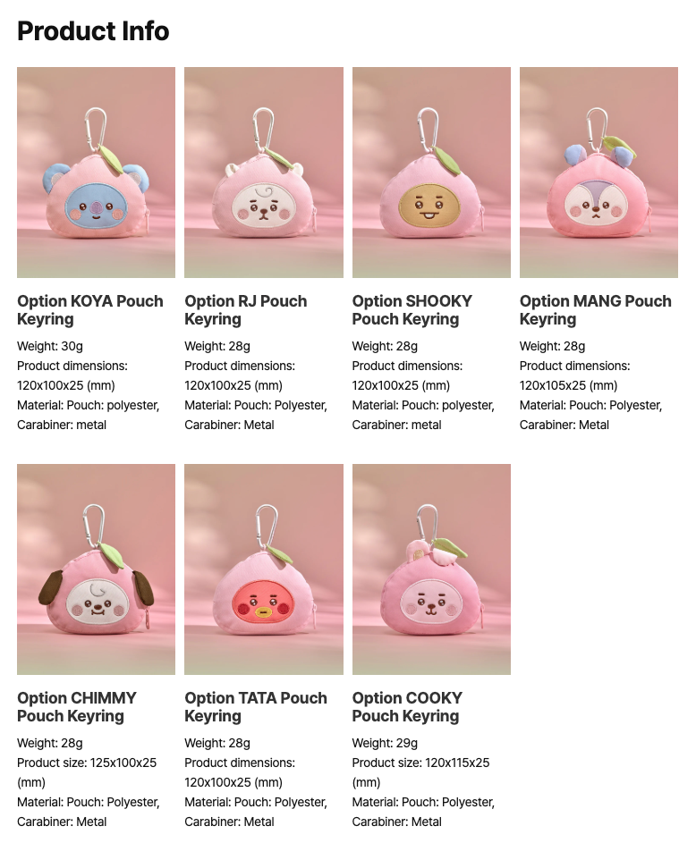 [PREORDER] BTS BT21 <PEACH HOLIC> FACE POUCH KEYRING