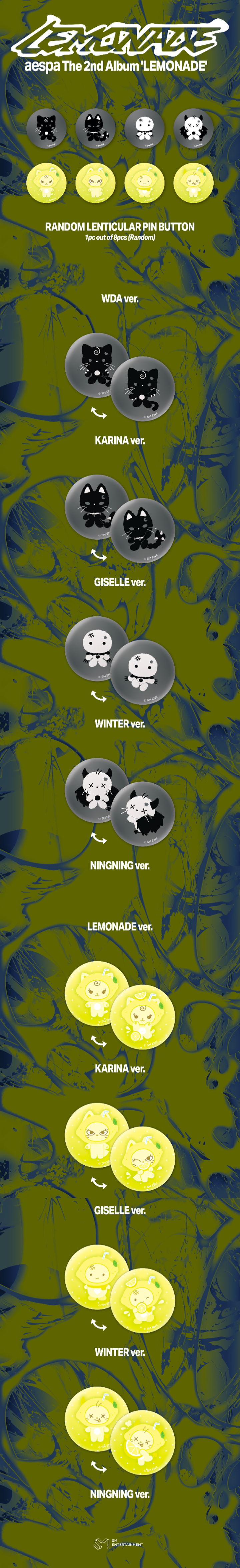 [PREORDER 13/6 CLOSE] AESPA <MAKE IT LEMONADE> OFFICIAL MD RANDOM LENTICULAR PIN BUTTON