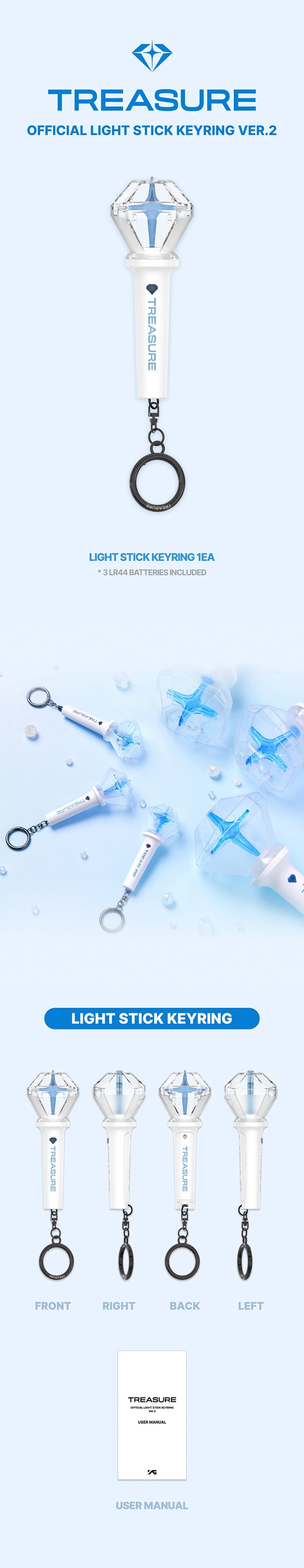 TREASURE OFFICIAL LIGHT STICK KEYRING Ver.2