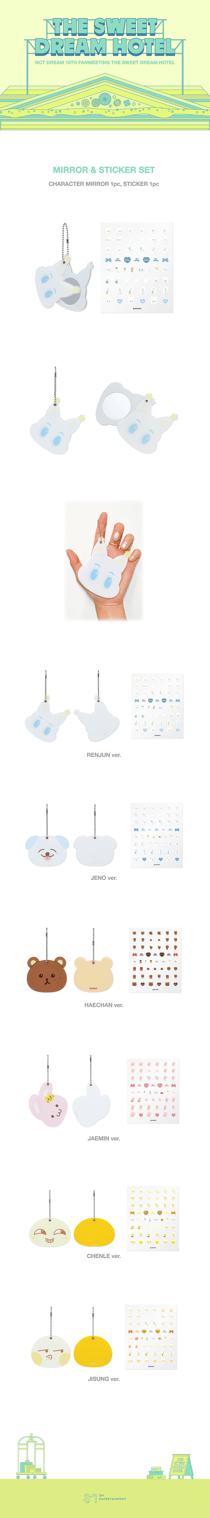 [PREORDER 26/8 CLOSED] NCT DREAM 10TH ANNIVERSARY PARTY [THE SWEET DREAM HOTEL] Official Merch MIRROR & STICKER SET