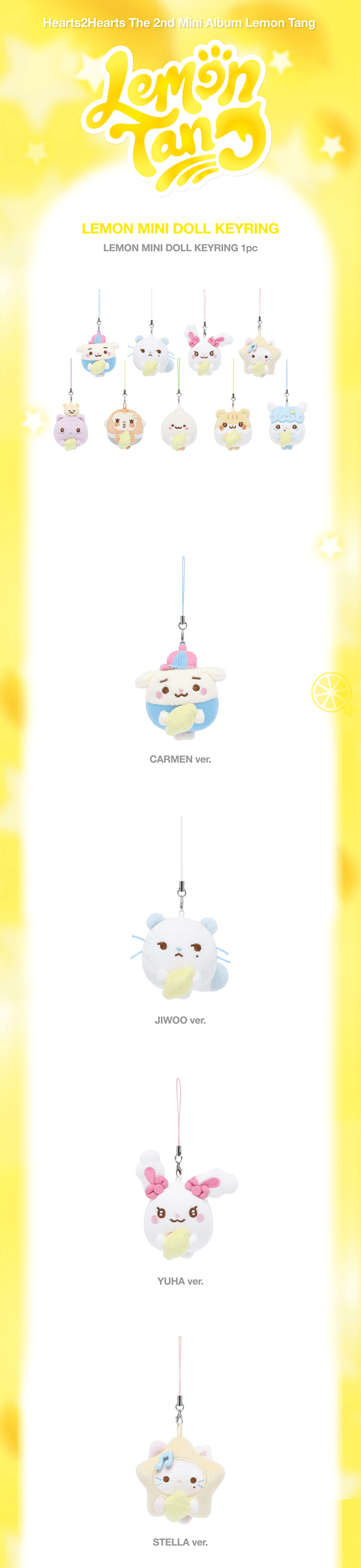 [PREORDER SECURED STOCK] HEARTS2HEARTS <LEMON TANG> OFFICIAL MERCH LEMON MINI DOLL KEYRING