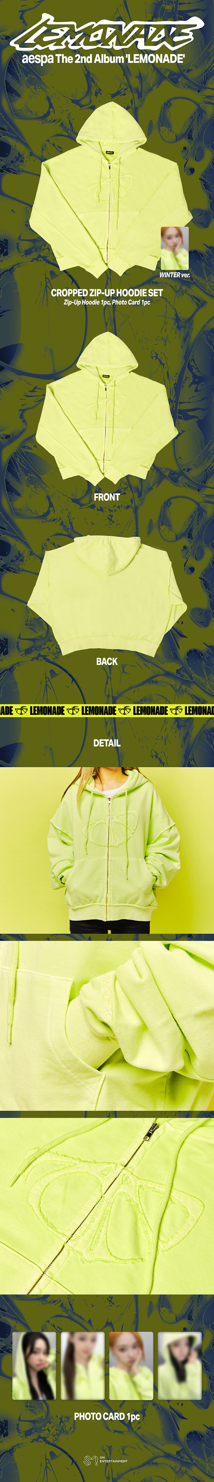 [PREORDER 13/6 CLOSE]AESPA <MAKE IT LEMONADE> OFFICIAL MD CROPPED ZIP-UP HOODIE SET