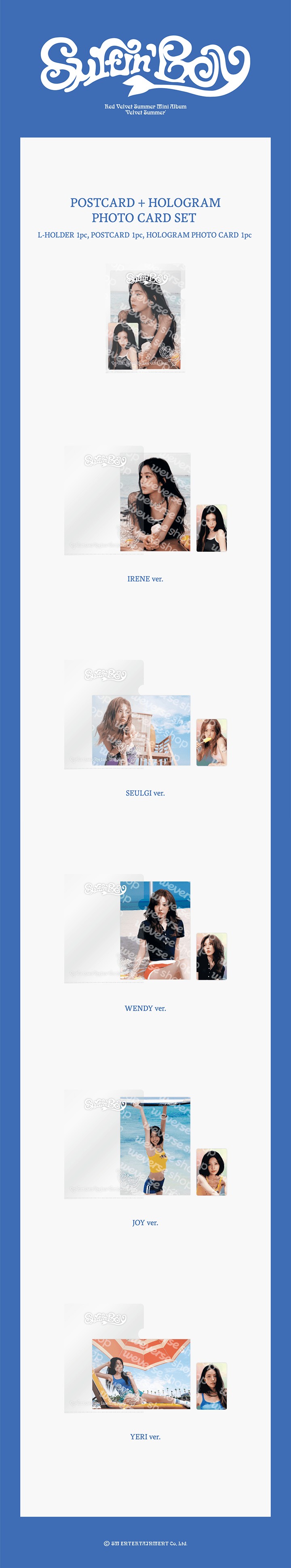 [PREORDER 15/8 CLOSED] RED VELVET [Velvet Summer] Official Merch POSTCARD + HOLOGRAM PHOTO CARD SET